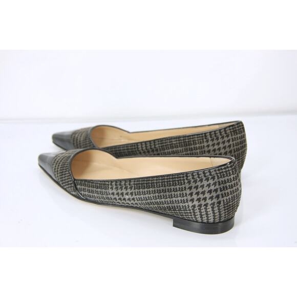 Manolo Blahnik Grey Houndstooth Tweed Ahalaya Cap Toe Ballet Flats - Picture 9 of 12